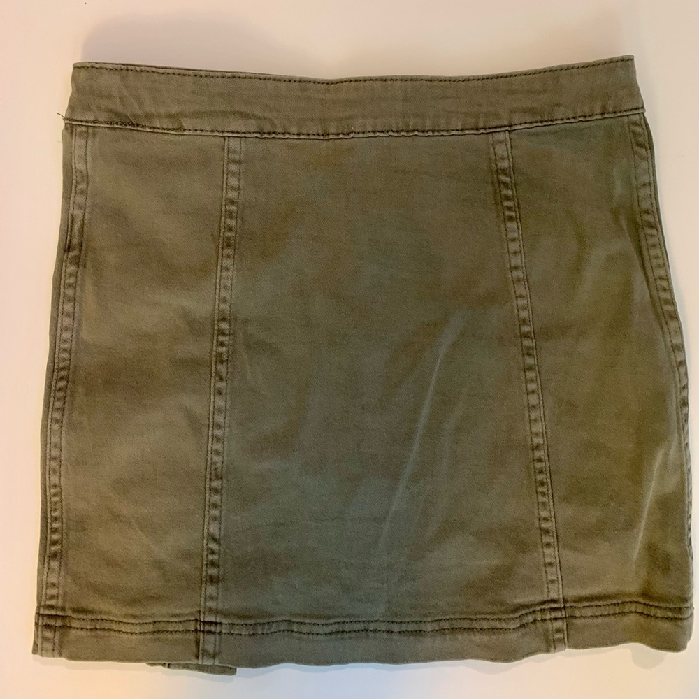 Altar’d State Olive denim mini skirt - Picture 2 of 3
